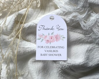 Pink Floral Baby Shower Gift Tags / Thank You Gift Tags