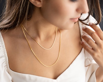 Dainty Gold Filled Box Chain Necklace: Minimalist Sparkle