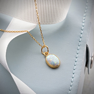 Handmade Opal Necklace: 22K Gold Filled Sterling Silver Pendant