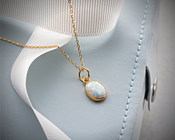 Delicate cheap opal necklace