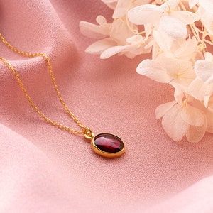 Garnet Necklace | January Birthstone | Garnet Pendant |minimalist jewelry | garnet jewelry| gift for her | Red Garnet