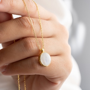 Moonstone Necklace: 22K Gold Filled Sterling Silver Pendant
