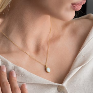 Sterling Silver Gold-Filled Opal Necklace: Minimalist Jewelry