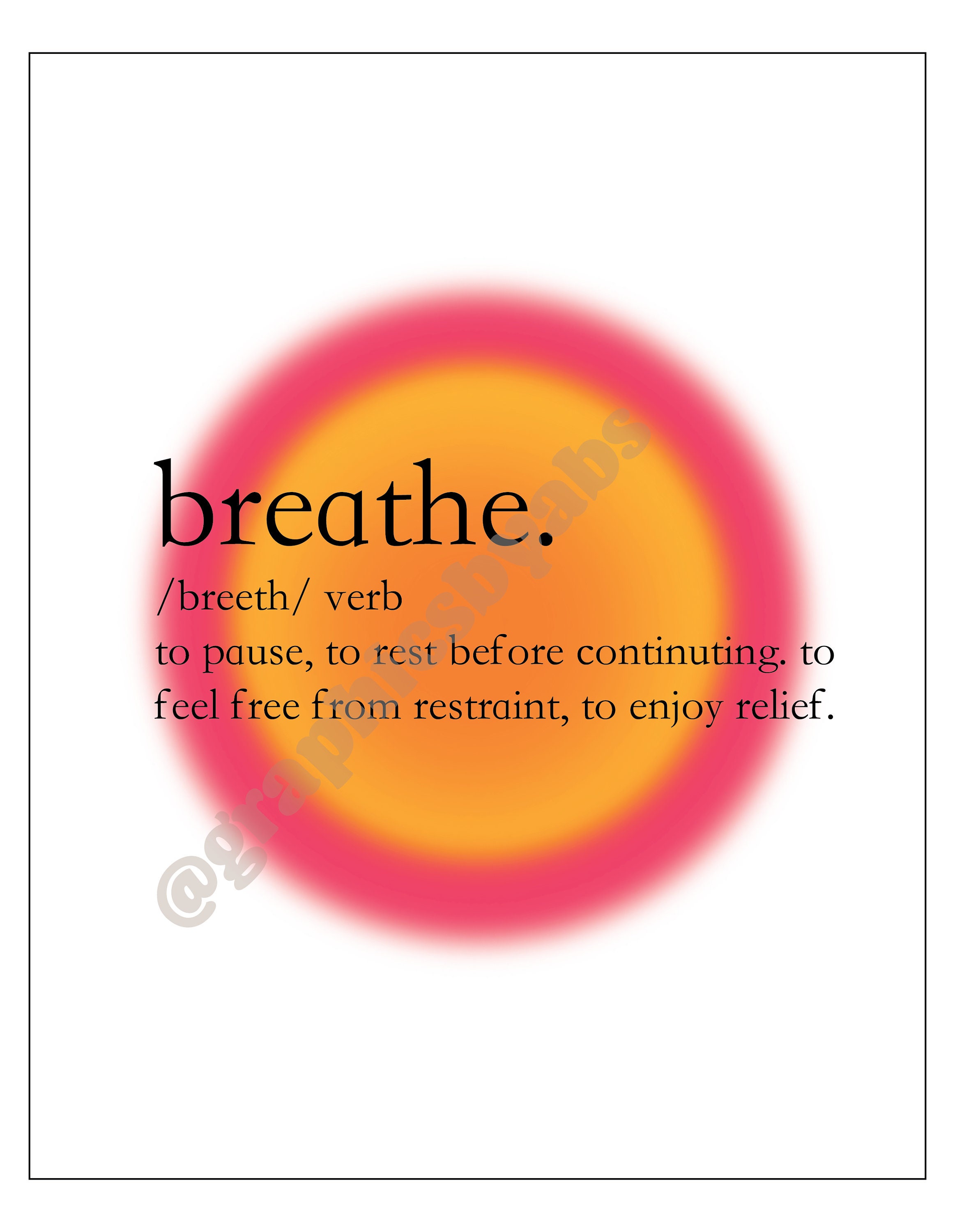Breathe Definition Poster Etsy