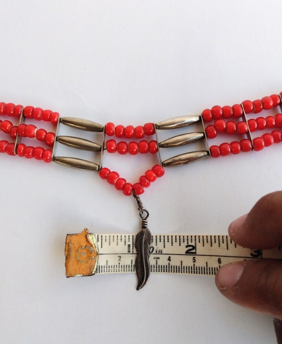 Antique Red White Hearts African Trade Beads Glas… - image 4
