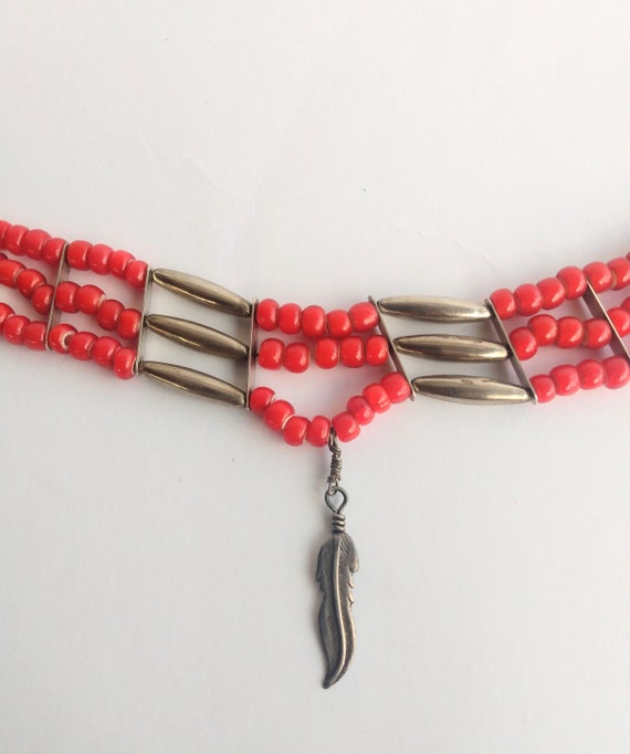 Antique Red White Hearts African Trade Beads Glas… - image 9