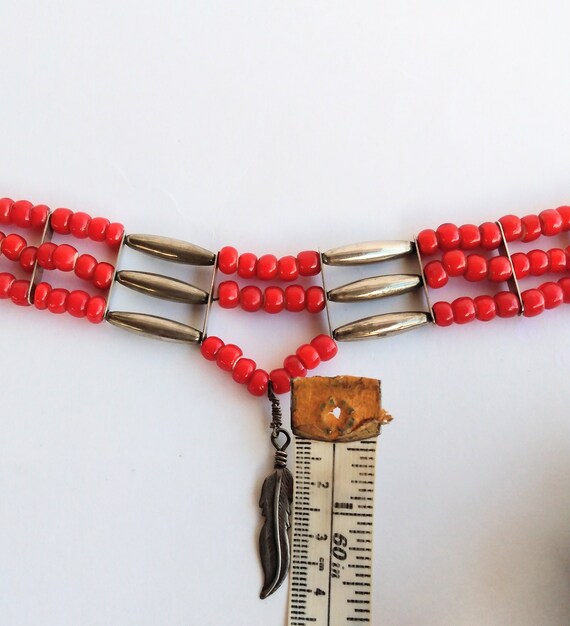 Antique Red White Hearts African Trade Beads Glas… - image 5