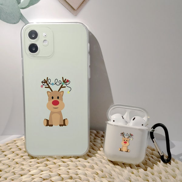 Christmas Elk phone case for iphone 7/8 X/Xs Max XR 11 12 13 14 Pro Max Cover Case And Airpods 1/2/3 pro cases airpods case