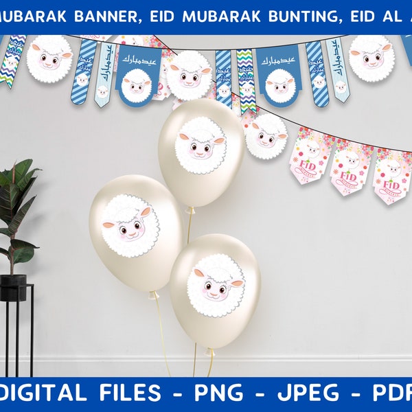 Eid Mubarak Banner, Eid Mubarak Bunting, Eid al Adha, Eid Sheep Printable, DIY Eid al Adha, DIY Decoration, Islamic Decor, Instant Download