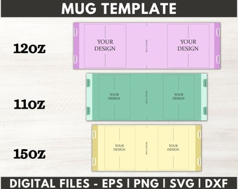 Mug Template, 11oz Mug Template, 12oz Mug Template, 15oz Mug Template, Mug Template Svg, Mug Full Wrap Template, Coffee Cup Template