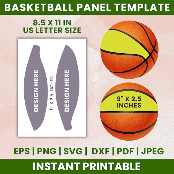 Basketball Panel Template Svg, Blank Basketball Panel Template, Custom Basketball Wrap, Canva Editable Basketball Panel Template