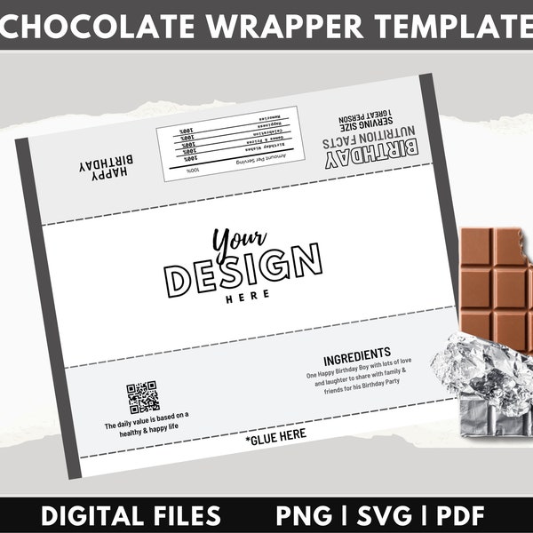 Chocolate bar wrapper template, Blank Editable Canva Template, Chip bag template instant download, Blank candy bar wrapper template