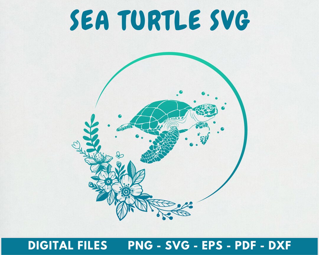 Turtle Riding The Wave Svg Turtle With Wave Svg, Turtle Svg File, Sea Turtle Svg, Flower Turtle ...