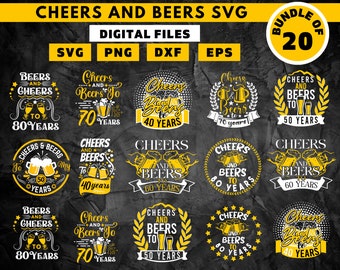 20 Cheers And Beers Svg bundle, 50th Birthday Svg, Beer Mug Svg, Wine And Beer Svg, Drinking Svg, Fathers Day Svg, Alcohol Svg,Beer Babe Svg