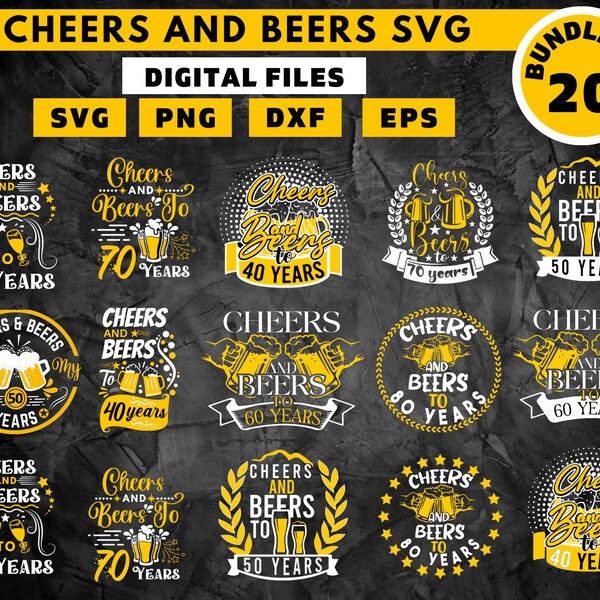 20 Cheers And Beers Svg bundle, 50th Birthday Svg, Beer Mug Svg, Wine And Beer Svg, Drinking Svg, Fathers Day Svg, Alcohol Svg,Beer Babe Svg