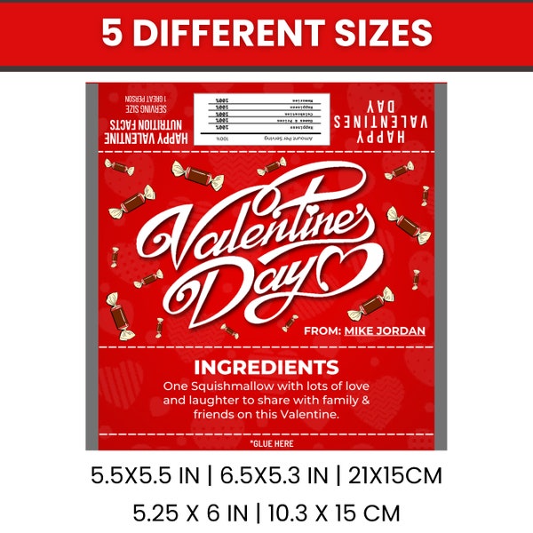 Valentines Candy Bar Wrapper Vorlage, Valentine Schokoriegel & Candy Bar Wrapper Vorlage Canva Bearbeitbare Vorlage Sofortiger Download