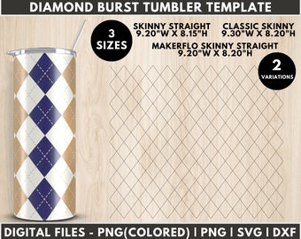 Diamond Waves Tumbler sjabloon, golfsjabloon voor tuimelaar, SVG, DXF, PNG, Burst Tumbler sjabloon, Instant Download