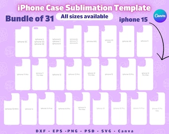 31 iPhone Sublimation Template, Phone Case Template Pack Svg, Cricut Vector Bundle, Sublimation Template for Phone Cases Clipart Plotter