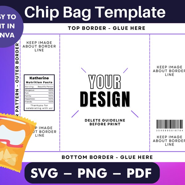 Chip Bag Template Etsy Chip Bag Template Etsy