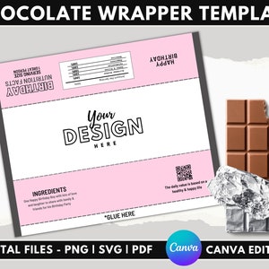 Chocolate bar wrapper template, Blank Editable Canva Template, Chip bag template instant download, Blank candy bar wrapper template