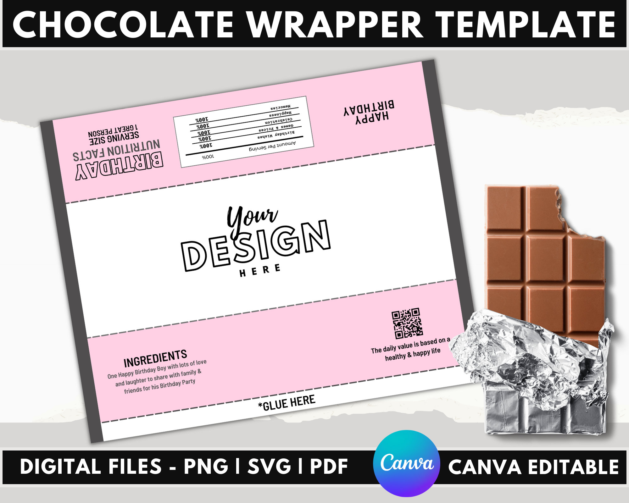 Chocolate Bar Wrapper Template Blank Editable Canva Template Etsy Chocolate Bar Wrapper Template Blank Editable Canva Template Etsy