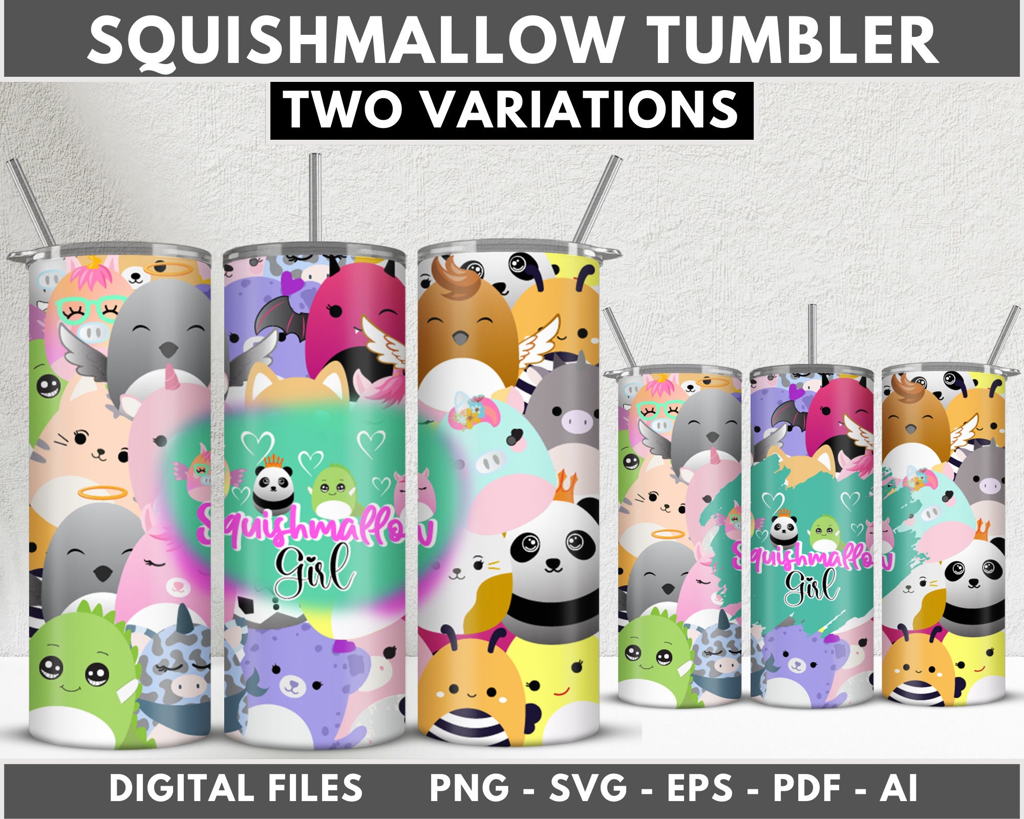 Squishmallow Tumbler Wrap Squishmallow Girl 20 Oz Skinny Etsy UK