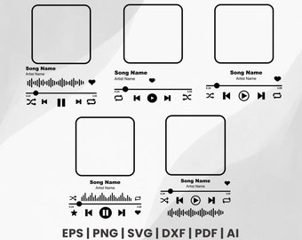 Ensemble lecteur de musique Svg, oeuvres d'art en acrylique, fichiers coupés du lecteur de musique, Svg de contrôle audio de l'affichage du lecteur de musique, couverture de l'album à téléchargement immédiat