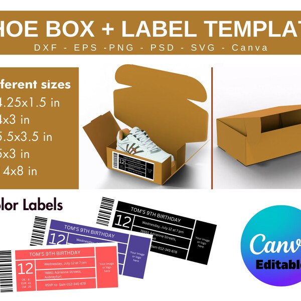 Shoe box favor template Bundle, cricut shoe box template, Sneaker Box Template Bundle, Silhouette SVG, svg file for cricut, Gift Box Svg