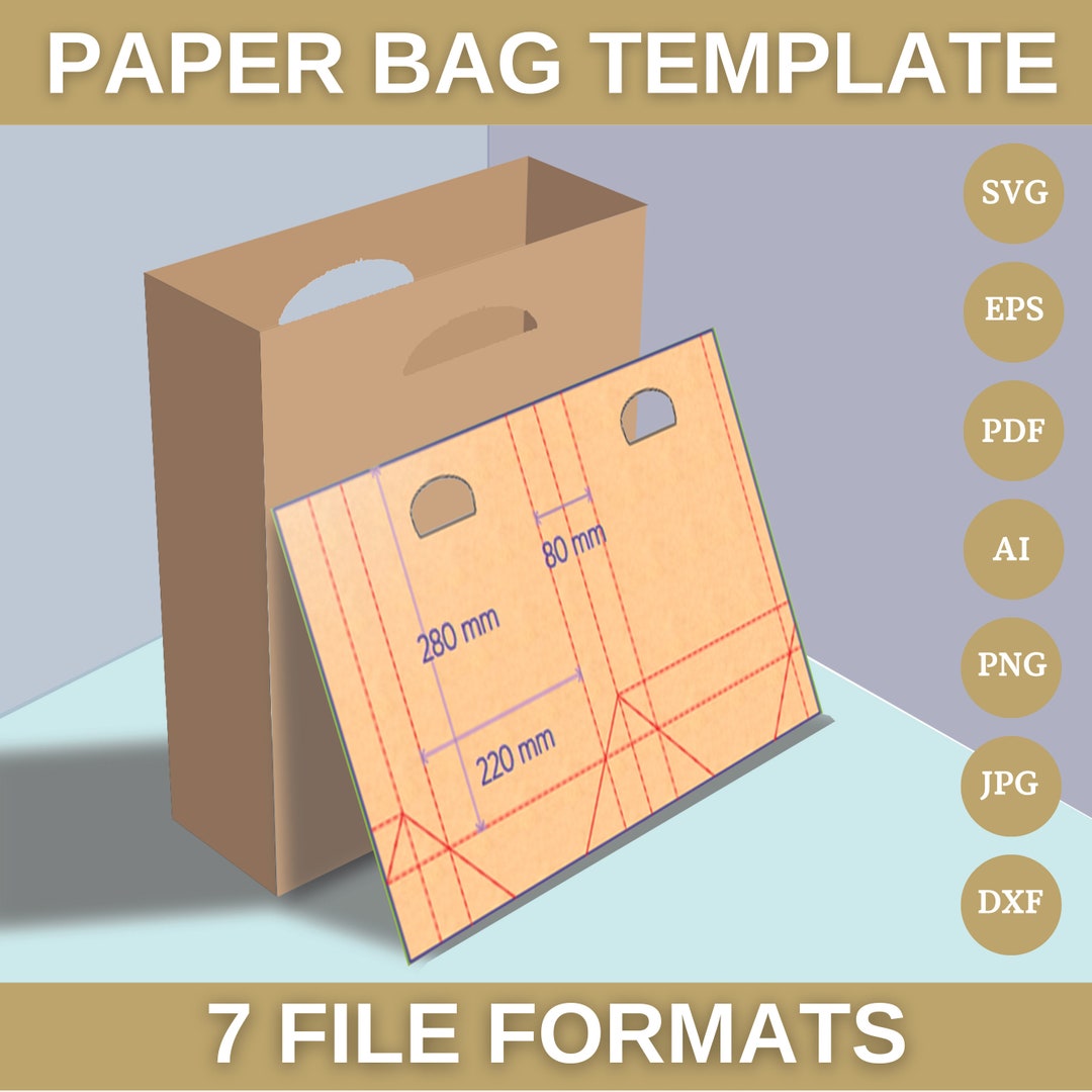 Paper Bag Svg Png Dxf and More Formats, Party Paper Bag Template
