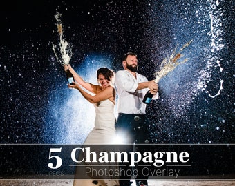 Champagne Overlays, Champagne Popping Overlay, New Year Party, Champagne glass watercolor png, Wedding Champagne, champagne bottle