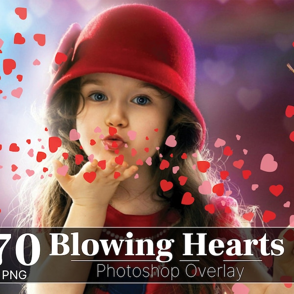 70 Blowing Hearts Overlays, Valentine’s Day Confetti Overlay, Blowing Love Kisses Overlays, Falling Hearts, Valentine Day Png Files