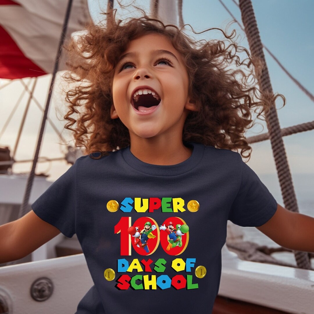 Super Mario 100 Days of School Shirt, 100th Day of School Celebration Tee, Super Mario and Luigi