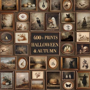 Vintage Halloween Autumn Print Bundle | Moody Spooky Fall Gothic Gallery Wall Art (Digital Download)