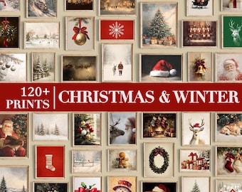Vintage Christmas Gallery Wall Set: 120+ Winter Holiday Prints (Digital Download)