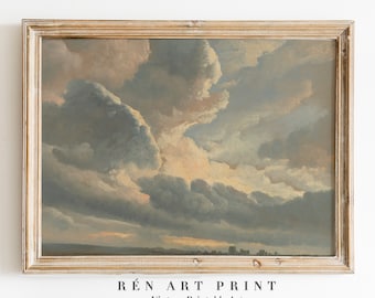 Clouds Painting Wall Art | Sky Digital Print | Vintage Neutral Wall Art | Landscape Painting Print | PRINTABLE Wall Art | Antique Art Print