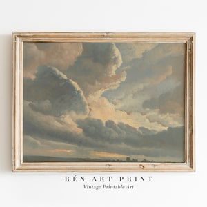 Clouds Painting Wall Art | Sky Digital Print | Vintage Neutral Wall Art | Landscape Painting Print | PRINTABLE Wall Art | Antique Art Print