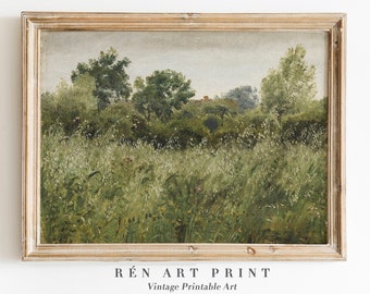 Vintage Summer Landscape Oil Painting | Cottagecore Printable Art (Digital Download)