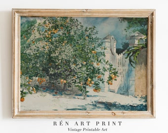 Vintage Summer Painting Printable Wall Art | French Country Decor | Summer Landscape Painting | Antique Digital Print | Farmhouse Wall Art