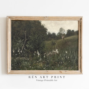 Vintage Summer Print | Landscape Painting Printable Wall Art | Antique Print Summer Landscape Oil Painting | Wildflower Field Digital Print