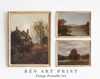 Autumn Landscape Painting Set | Vintage Gallery Wall Art (Digital Download)