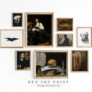 Dark Academia Gallery Wall Print Set | Vintage Art Prints | Moody Gallery Wall Set | Victorian Art | Printable Art | Dark Academia Decor