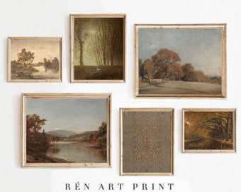 Autumn Gallery Wall Art Set of 6 Prints | Warm Tone Wall Decor | Antique Fall Gallery Wall Prints | Autumn Landscape Painting PRINTABLE Art