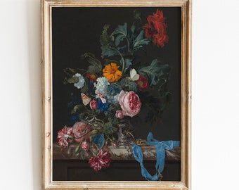 Vintage Floral Still Life Painting | Antique French Wall Art (Digital Download)