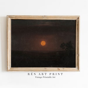 Moonlight Painting | Moody Landscape Wall Art | Antique Night Painting Print | Moody Dark Night Printable Art | Dark Landscape Painting