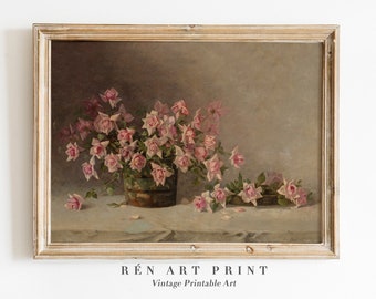 Vintage Roses Print | Antique Floral Painting, French Country Decor (Digital Download)