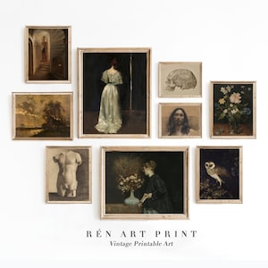Dark Academia Gallery Wall Print Set | Vintage Art Prints | Moody Gallery Wall Set | Victorian Art | Printable Art | Dark Academia Decor
