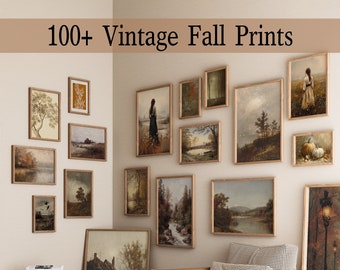 Vintage herfstlandschapsafdrukken | Rustieke boerderijgalerij (digitale download)