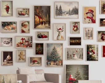 120+ Vintage Christmas Prints | Holiday Gallery Wall Set | Country Farmhouse Winter Printables (Digital Download)