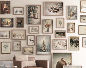 Vintage Christmas Prints | Farmhouse Gallery Wall Art (Digital Download)