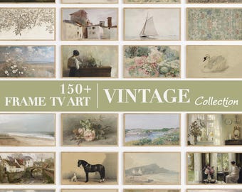 Arte paisajístico vintage / Más de 150 imágenes neutras para marcos de TV Samsung (descarga digital)